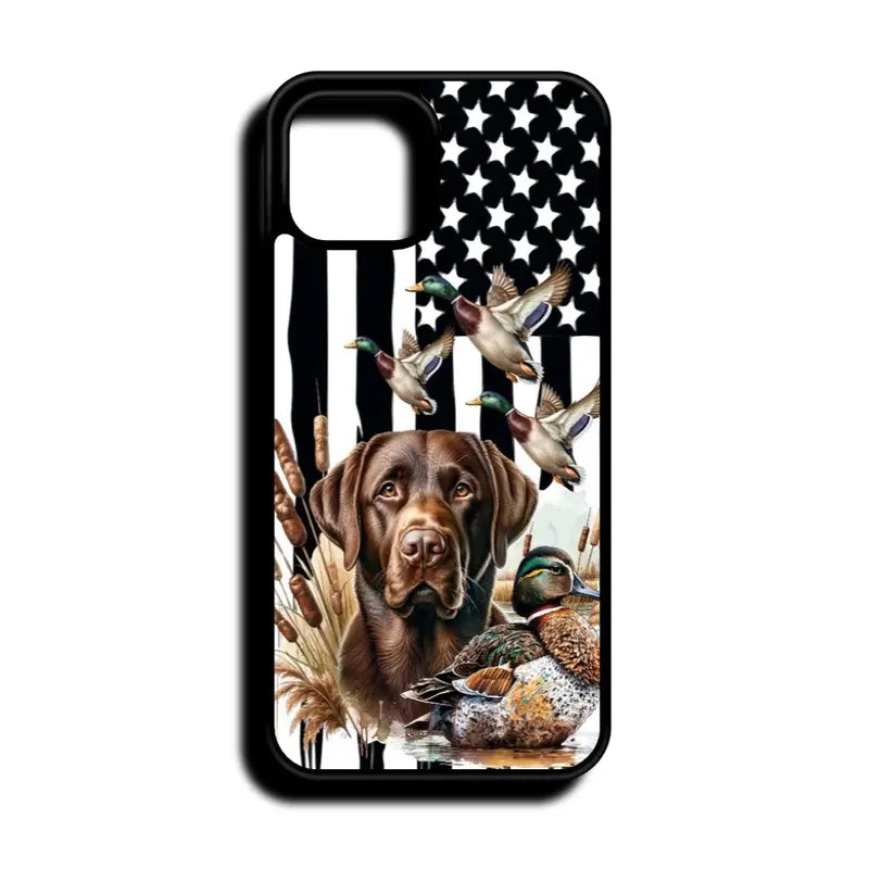 Duck Hunting Dog Flag Phone Case for Iphone 15, 14, 13, 11, X, XS, XS Max, XR, 8, 7, Pro, Pro Max, and plus Versions Accessories Durable Shockproof Protective