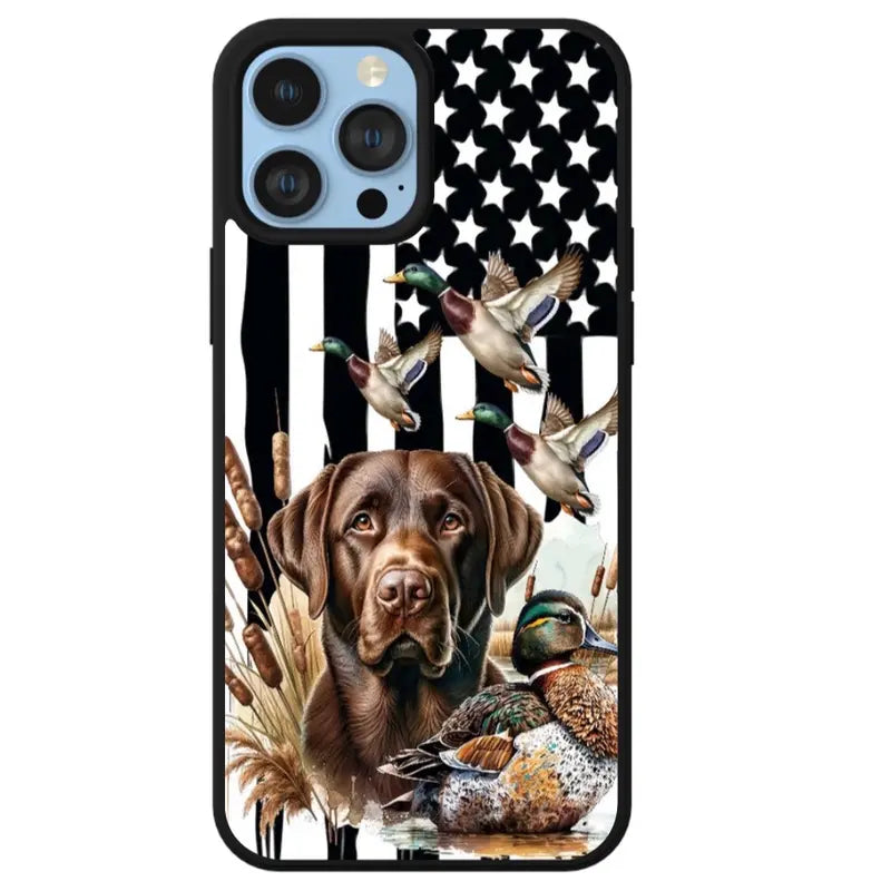 Duck Hunting Dog Flag Phone Case for Iphone 15, 14, 13, 11, X, XS, XS Max, XR, 8, 7, Pro, Pro Max, and plus Versions Accessories Durable Shockproof Protective