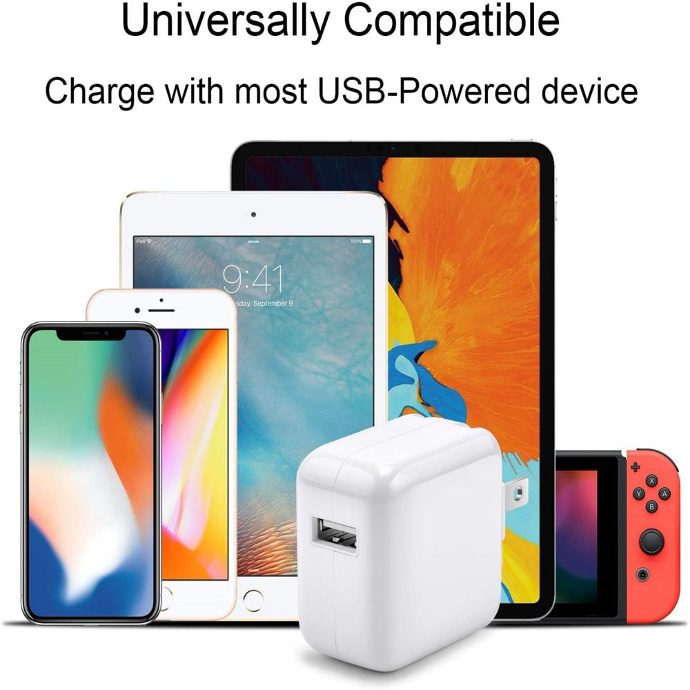 Ipad Charger Iphone Charger-Apple Mfi Certified-12W USB Wall Charger Foldable Portable Travel Plug with USB Charging Cable Compatible with Iphone, Ipad, Ipad Mini, Ipad Air 1/2/3, Airpod Ipad Charger