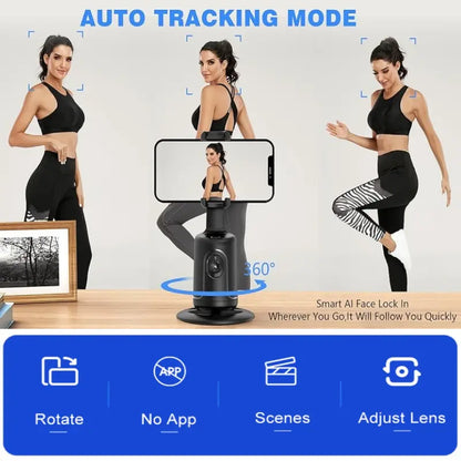 360° Auto Face Body Tracking Phone Holder Smart Shooting Stand Tripod with Remote , No App Required , USB Rechargeable , for Iphone Samsung, for Video Live Vlog Stream , Valentine'S Day Gift Accessories Selfie