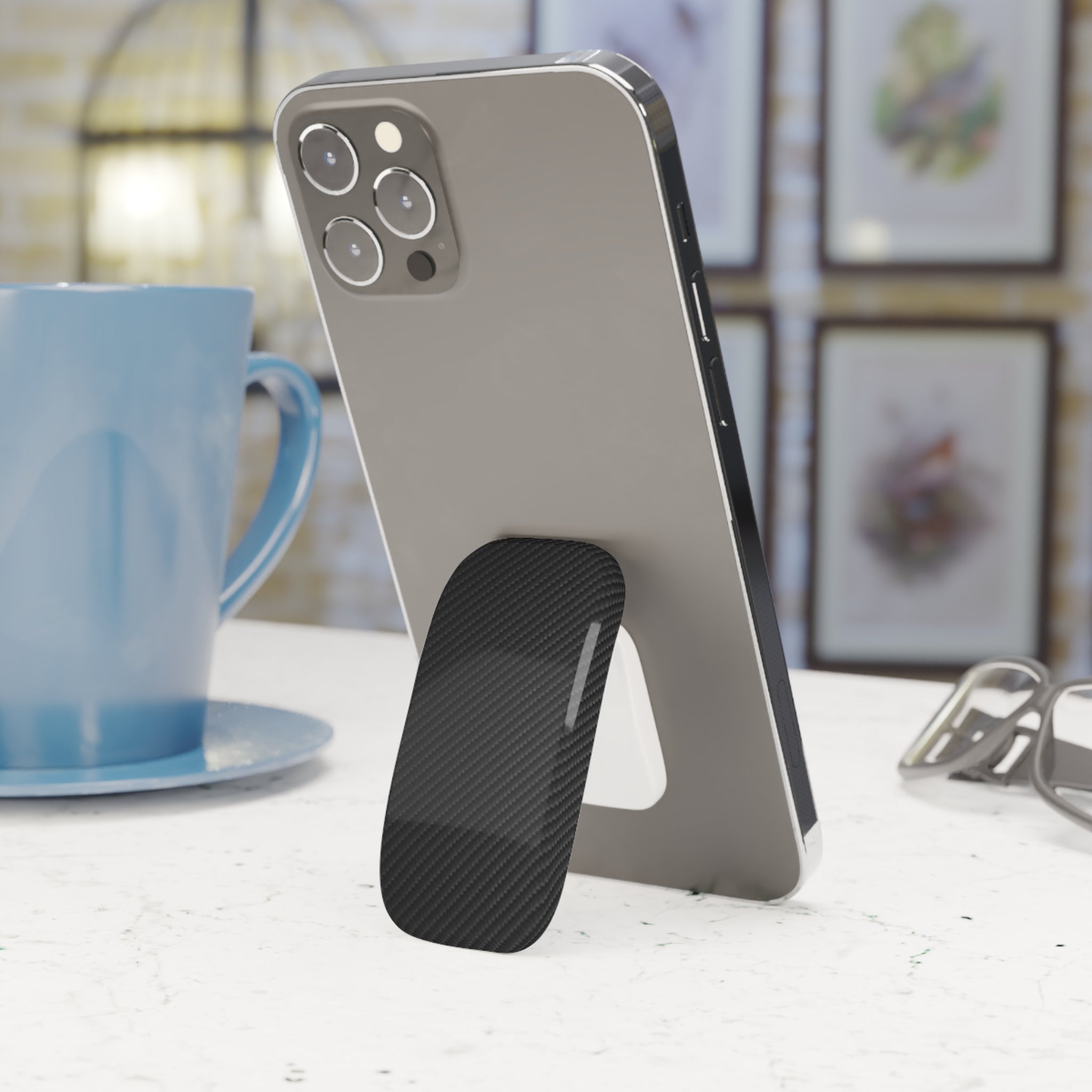 Carbon Fibre Click-On Grip Phone Stand