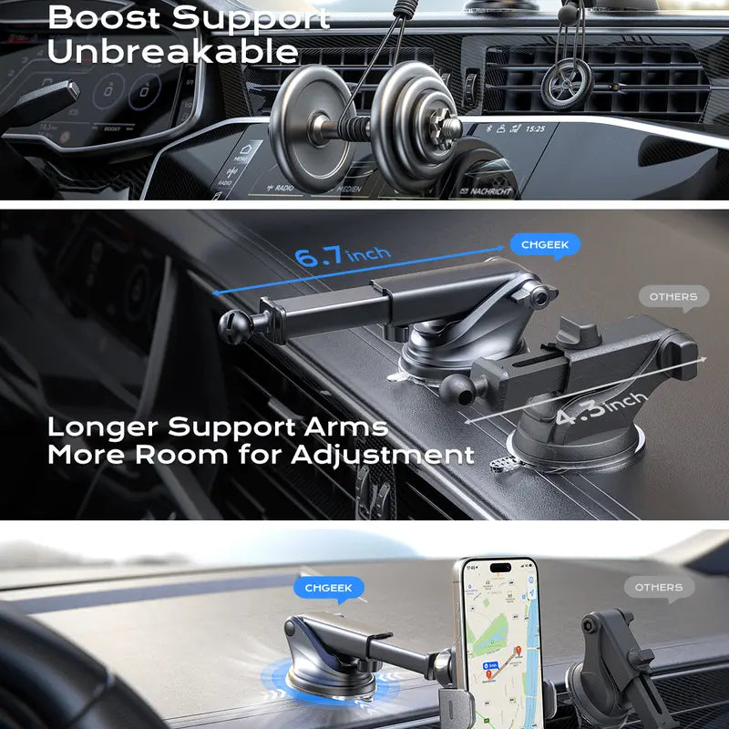 Wireless Car Charger, Chgeek 15W Qi Fast Charging 360° Adjustable Auto Clamping Car Phone Mount Windshield Dashboard Air Vent Phone Holder Fit for Iphone 15 14 13 12 11 Pro Max, for Samsung Galaxy S24 S23 S22 S 21 S20 S10+ S9+ Note 9 Cellphone Smartphone