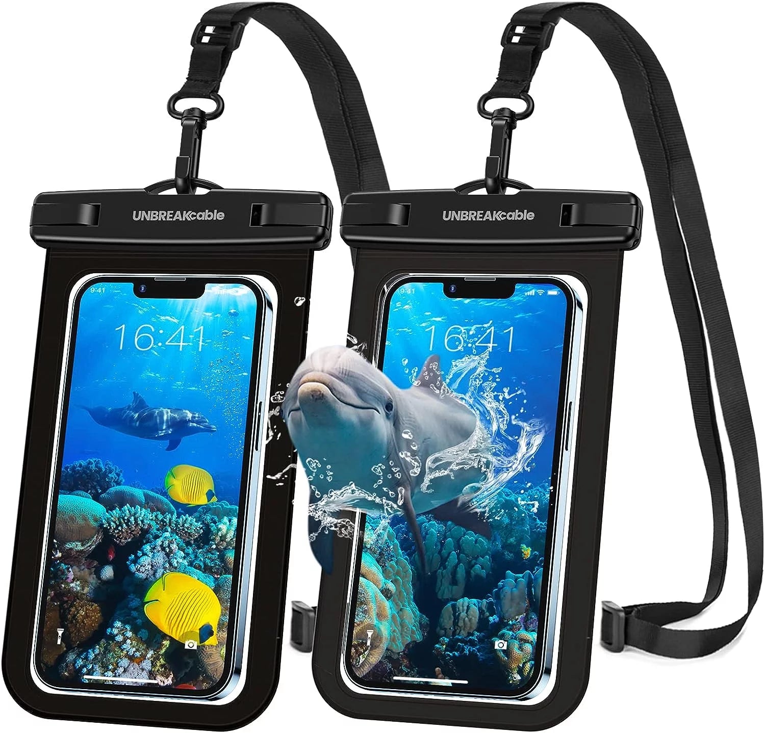 Waterproof Phone Pouch, IPX8 Universal Waterproof Phone Case [2 Pack] Cellphone Dry Bag for Iphone 15 14 SE 13 12 11 Pro Max XS Samsung Galaxy S24 and More up to 7" - Black