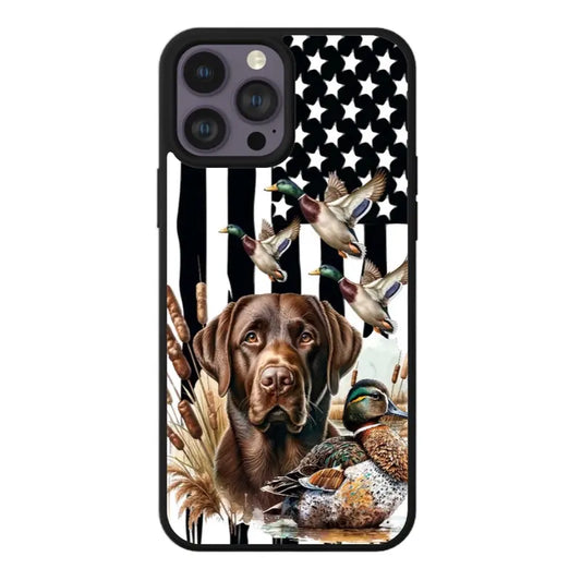 Duck Hunting Dog Flag Phone Case for Iphone 15, 14, 13, 11, X, XS, XS Max, XR, 8, 7, Pro, Pro Max, and plus Versions Accessories Durable Shockproof Protective