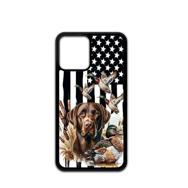 Duck Hunting Dog Flag Phone Case for Iphone 15, 14, 13, 11, X, XS, XS Max, XR, 8, 7, Pro, Pro Max, and plus Versions Accessories Durable Shockproof Protective