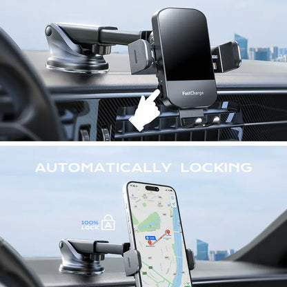 Wireless Car Charger, Chgeek 15W Qi Fast Charging 360° Adjustable Auto Clamping Car Phone Mount Windshield Dashboard Air Vent Phone Holder Fit for Iphone 15 14 13 12 11 Pro Max, for Samsung Galaxy S24 S23 S22 S 21 S20 S10+ S9+ Note 9 Cellphone Smartphone