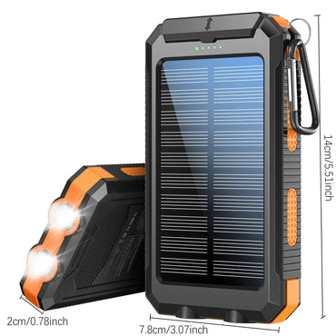 10000Mah Portable Solar Power Bank for Mother'S Day Gift, 1 Piece Dual USB Output Port Waterproof Power Bank with LED Light, Solar Charger Power Bank, Solar Panel Charger, Solar Phone Charger Compatible with Iphone & Android Phone for Spring Camping
