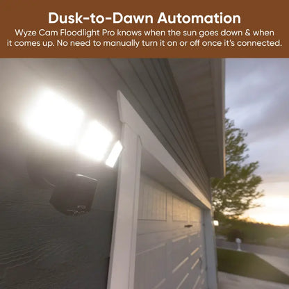 Wyze Cam Floodlight Pro — Hardwired 2K HD Outdoor Smart Security Camera with 3000 Lumen Leds, Color Night Vision, 180 Degree Customizable Motion Detection, 105Db Siren, and Two-Way Audio, Adjustable Lens