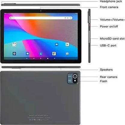 Tablet 10.1 Inch Android 12 Quad Core 64GB ROM 1280X800 IPS Display 5000Mah Tablets