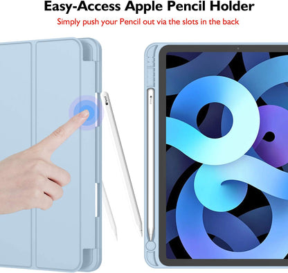 New Ipad Air 5Th Generation Case 2022/Ipad Air 4Th Generation Case 2020 10.9 Inch with Pencil Holder [Support Touch ID and Ipad 2Nd Pencil Charging], Trifold Stand Smart Case (Sky Blue)