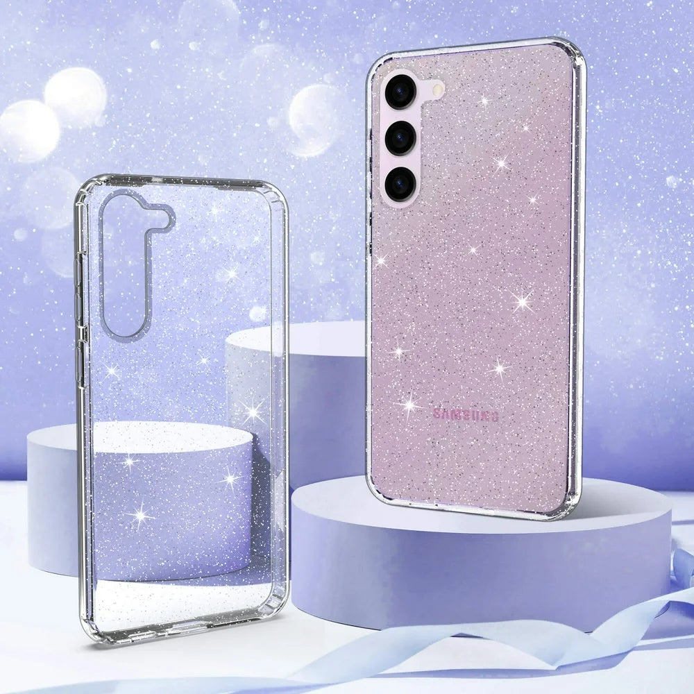 Samsung Galaxy S23 Case Clear, Cute Shockproof Bumper Sturdy Phone Case for Galaxy S23 5G 6.1 Inch 2023 for Women Girls, Glitter