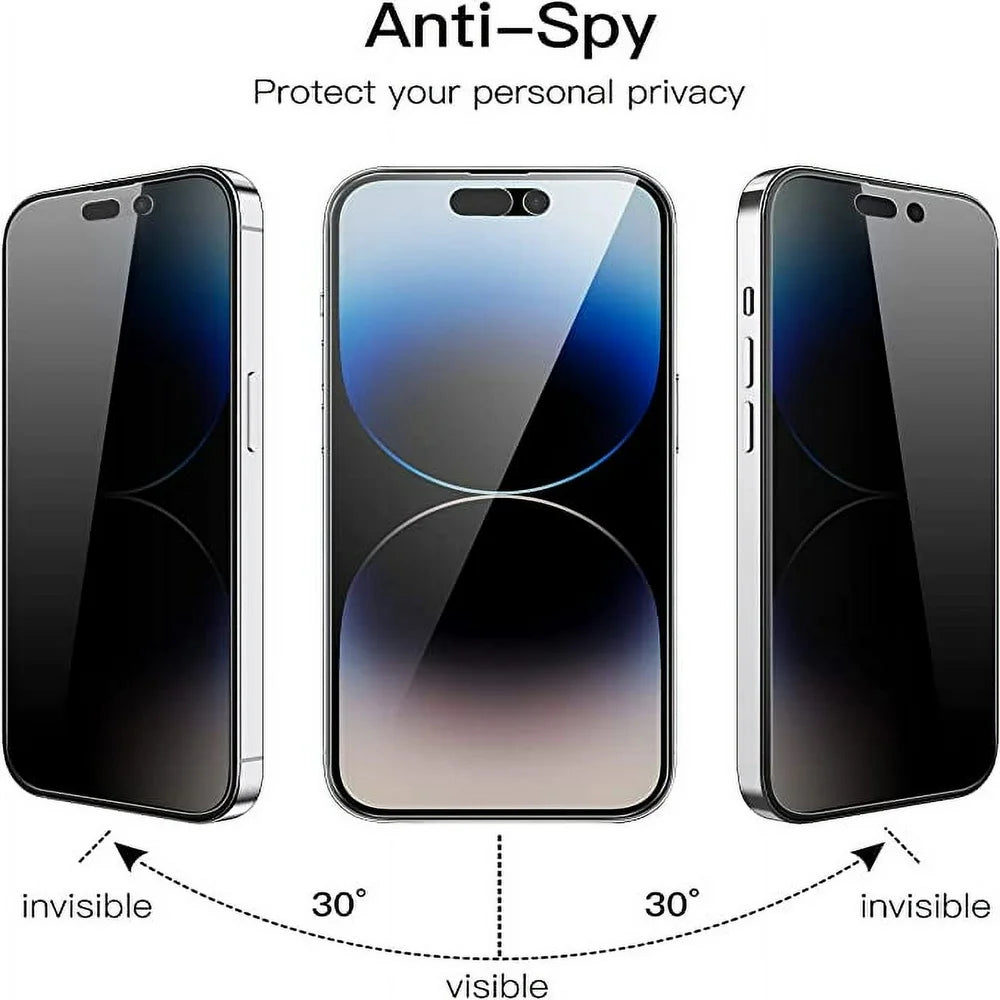 Privacy Tempered Glass Screen Protector for Apple Iphone 14 Pro Max, Camera Lens Protector with Anti-Spy Tempered Glass Film, 3-Pack