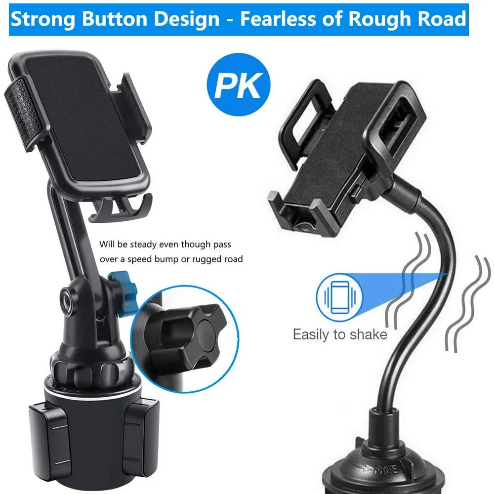 Car Cup Holder Phone Mount Cell Phone Holder Universal Adjustable Cup Holder Cradle Car Mount with Flexible Long Neck for Iphone 12 Pro/Xr/Xs Max/X/8/7 Plus/Samsung S10+/Note 9/S8 Plus/S7 Edg