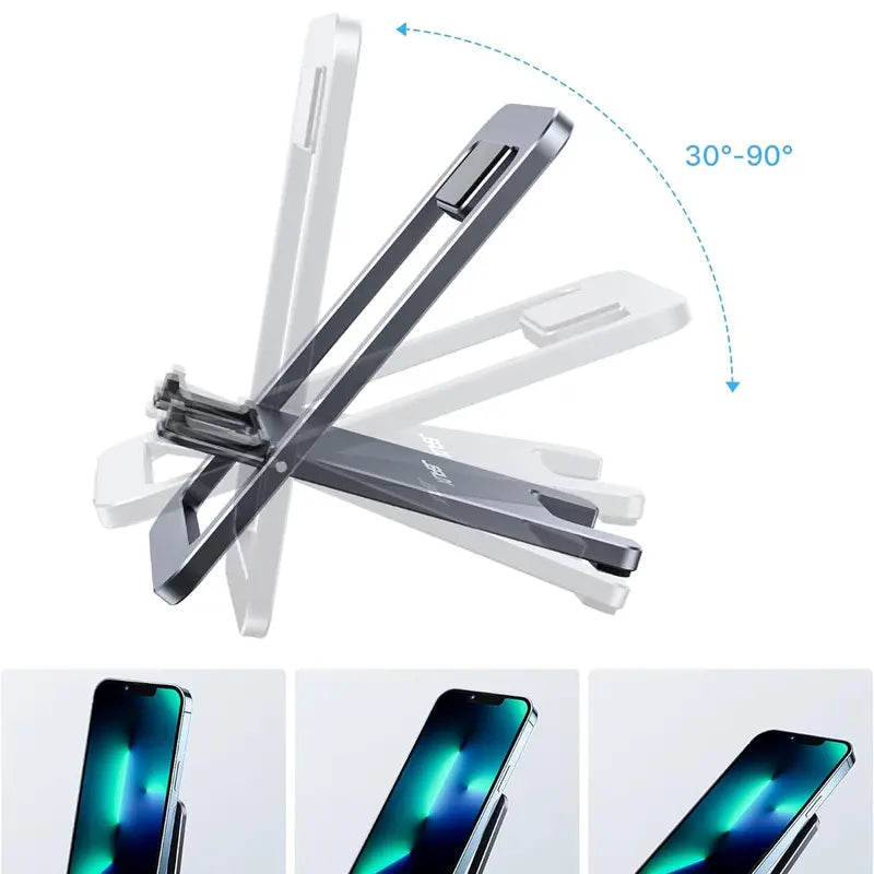 JSAUX Foldable Aluminum Adjustable Phone Holder for Desk Portable Travel Holder Office Desk Accessories Compatible for Iphone 14 13 12 11 Pro Max X Xr Samsung S22 S21 A53 Switch Stand Cellphone