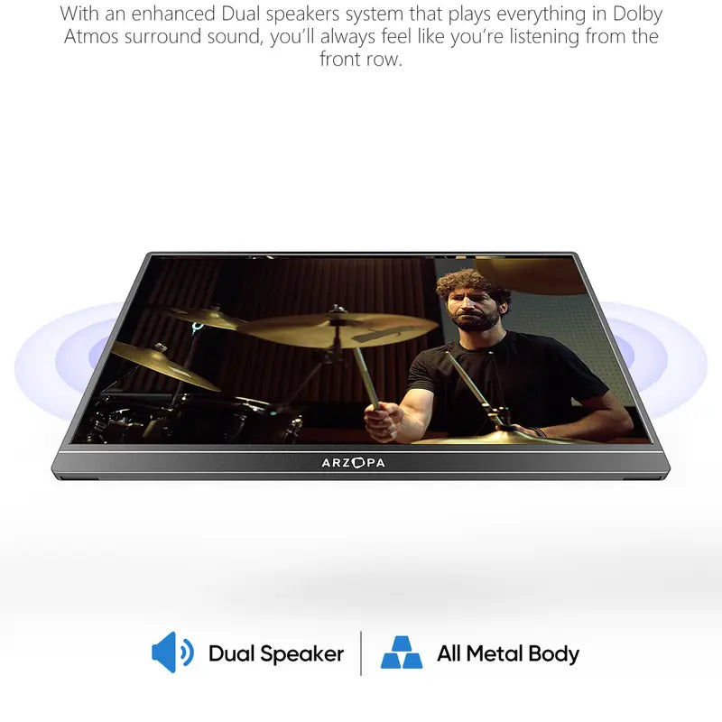 ARZOPA Portable Monitor, 15.6'' 1080P FHD Laptop Monitor USB C HDMI Computer Display HDR Eye Care External Screen W/Smart Cover for PC Mac Phone Xbox Switch PS5-S1 Table