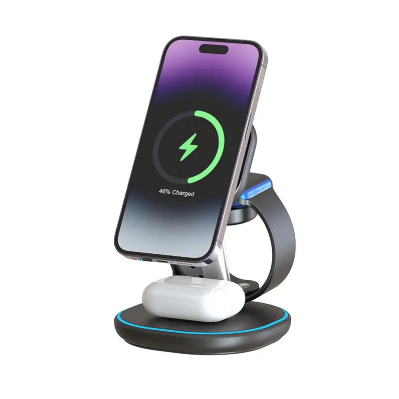 3-In-1 Magnetic Fast Charging Station for Iphone 12 above Iwatch Airpods, Wireless Charger Desktop Fast Charging Dock