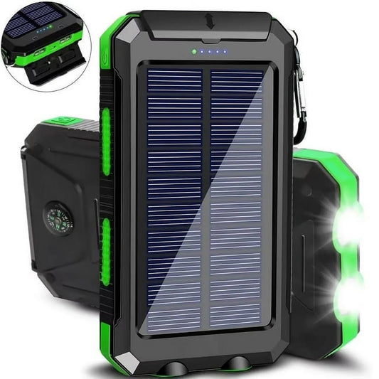 20000Mah Solar Charger for Cell Phone Iphone, Portable Solar Power Bank with Dual 5V USB Ports, 2 Led Light Flashlight, Compass Battery Pack for Outdoor Camping Hiking(Green)