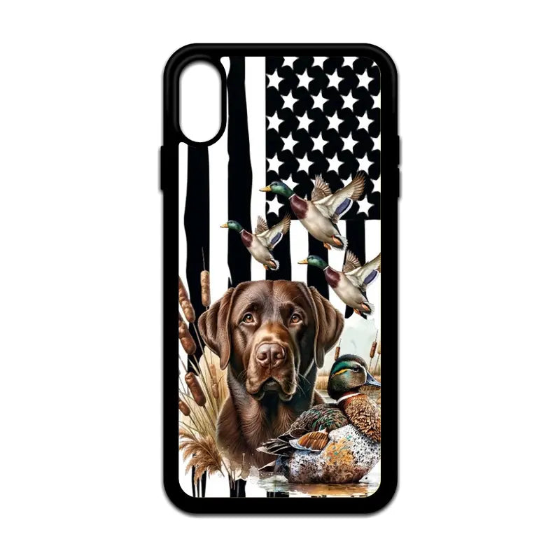 Duck Hunting Dog Flag Phone Case for Iphone 15, 14, 13, 11, X, XS, XS Max, XR, 8, 7, Pro, Pro Max, and plus Versions Accessories Durable Shockproof Protective