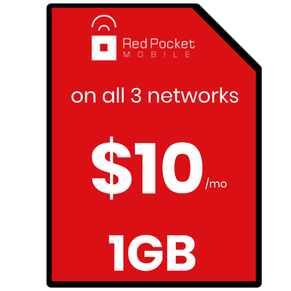 Red Pocket 1GB Data Prepaid SIM Card - AT&T Coverage