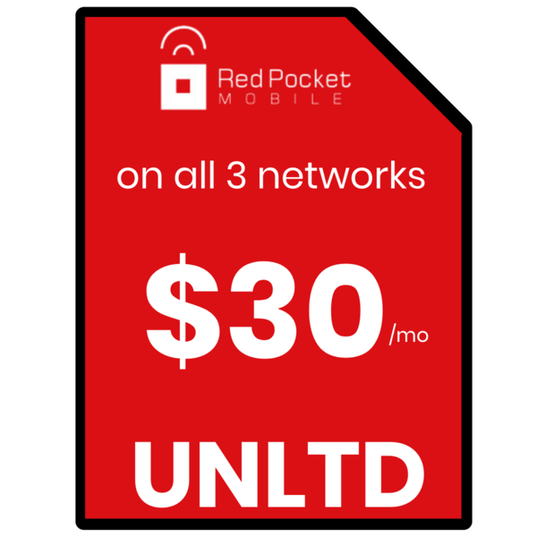 Red Pocket Unlimited Data Prepaid SIM Card - AT&T Coverage