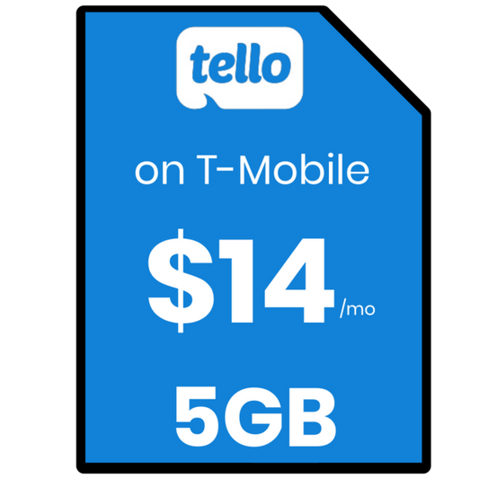 Tello Mobile 5GB Data Prepaid SIM Card - T-Mobile 5G/4G coverage