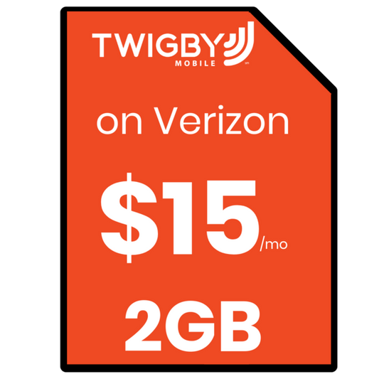 Twigby Mobile Prepaid SIM Card Kit - Verizon 5G/4G coverage